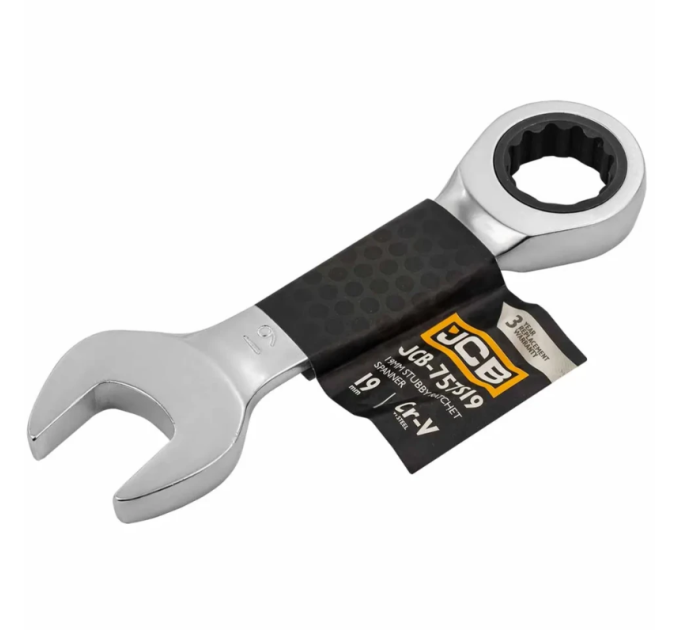Ключ гайковий короткий з тріскачкою 19 мм JCB Tools JCB-757S19
