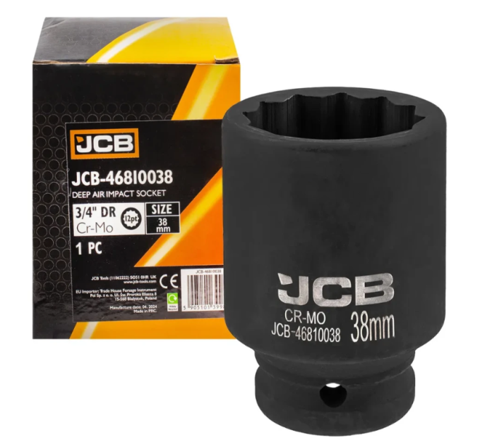 Головка торцева ударна глибока 3/4" 38 мм (12-гр.) JCB Tools JCB-46810038