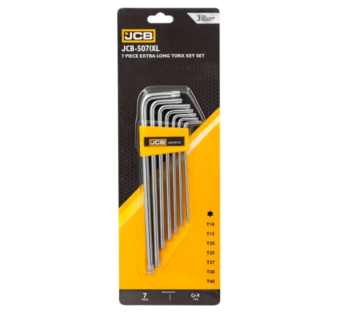 Haбіp Г-подіб. ключів екстра довгих TORX 7 пр. (T10-T40) JCB Tools JCB-5071XL