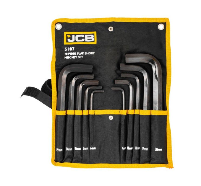 Haбіp Г-подіб. ключів HEX 10 пр. (6-22 мм) в чохлі JCB Tools JCB-5107