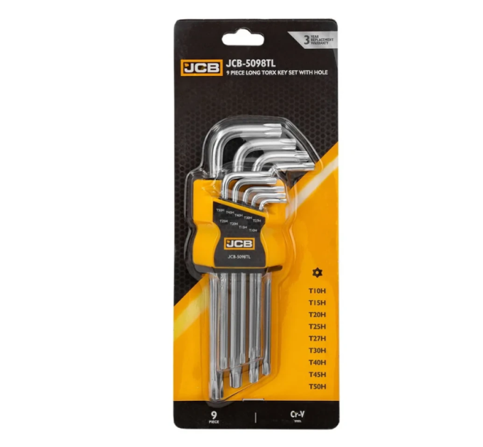 Haбіp Г-подіб. ключів подовжених з отвором TORX 9 пр. (T10H-T50H) JCB Tools JCB-5098TL