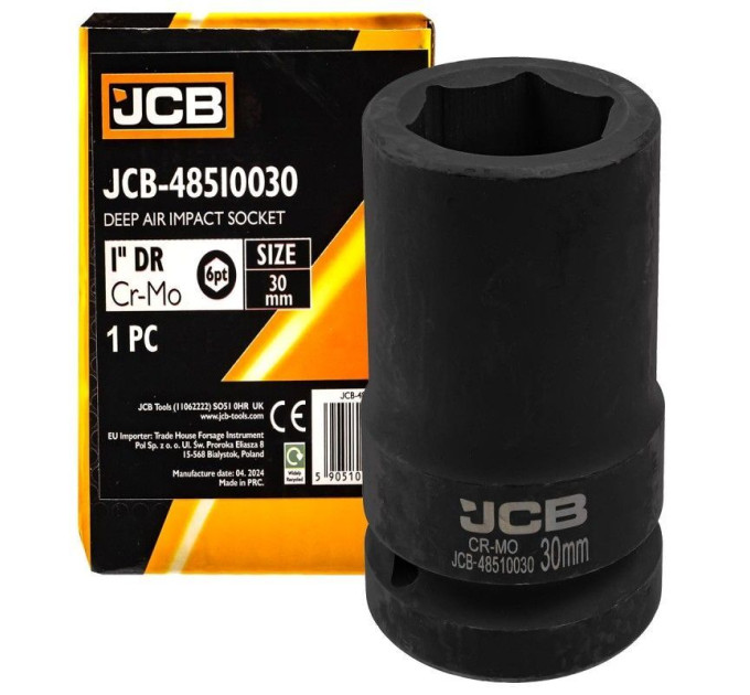 Головка торцева ударна глибока 1" 30 мм (6-гр.) JCB Tools JCB-48510030