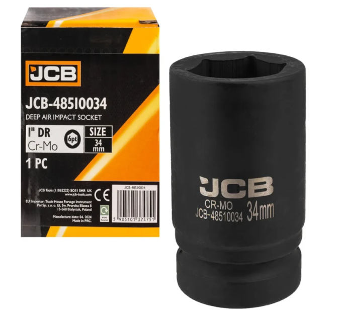 Головка торцева ударна глибока 1" 34 мм (6-гр.) JCB Tools JCB-48510034