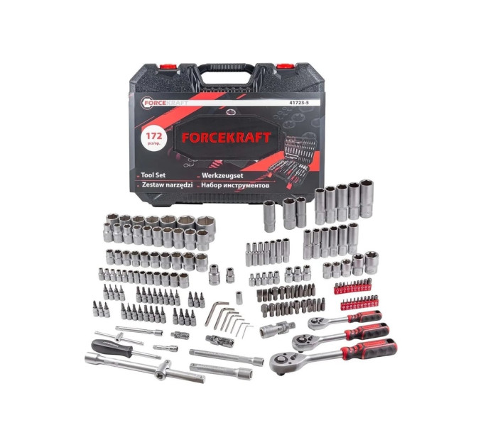 Набір інструментів 1/4", 3/8", 1/2" 172 пр. (4-32 мм) FORCEKRAFT FK-41723-5