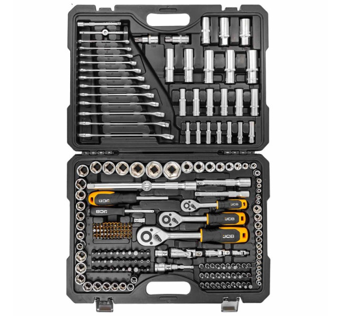 Набір інструменту комбінований 218 пр. 1/4", 3/8", 1/2" (6-гр.) (4-22 мм) JCB Tools JCB-42182-5