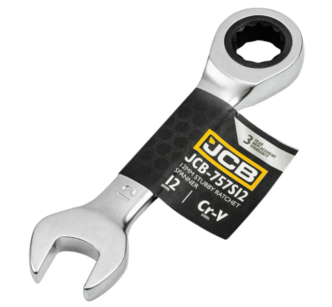 Ключ гайковий короткий з тріскачкою 12 мм JCB Tools JCB-757S12