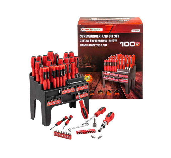 Набір викруток та біт 100 пр. FORCEKRAFT FK-10100