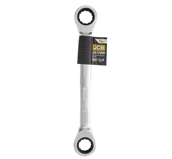 Ключ накидний з тріскачкою 18х19 мм JCB Tools JCB-7571819M