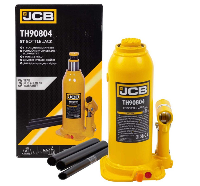 Домкрат пляшковий (222-447 мм) 8т JCB Tools JCB-TH90804