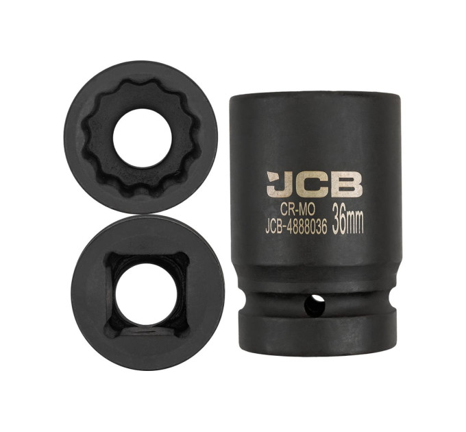 Набір головок ударних глибоких в металевому кейсі 1'', 7 пр. (12-гр.) (24-46 мм) JCB Tools JCB-8072-9MPB