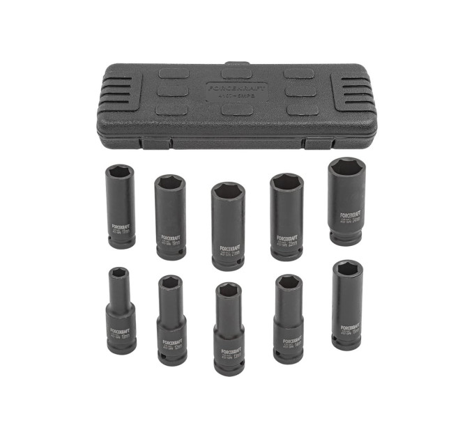Набір головок ударних глибоких 1/2", 10 пр. (6-гр.) (10-24 мм) FORCEKRAFT FK-4107-5MPB