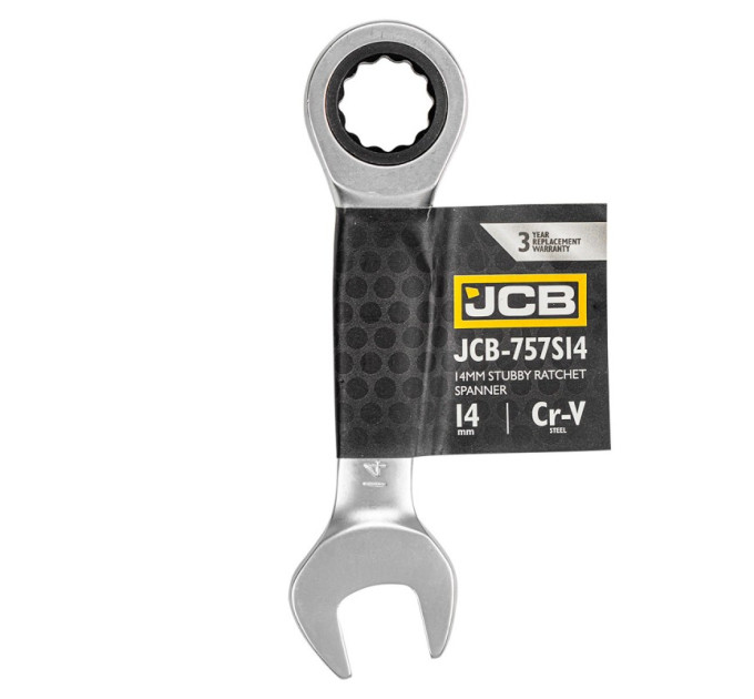 Ключ гайковий короткий з тріскачкою 14 мм JCB Tools JCB-757S14