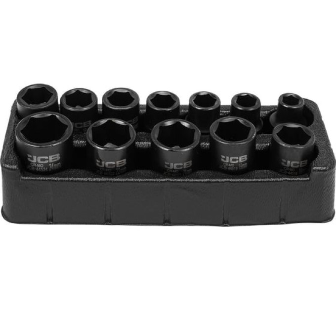 Набір головок ударних в металевому кейсі 12 од. 1/2" (6-гр.) JCB Tools JCB-4129-5MPB