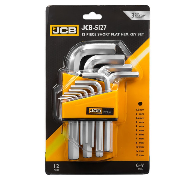 Haбіp Г-подіб. ключів HEX 12 пр. (1,5 мм-14 мм) JCB Tools JCB-5127