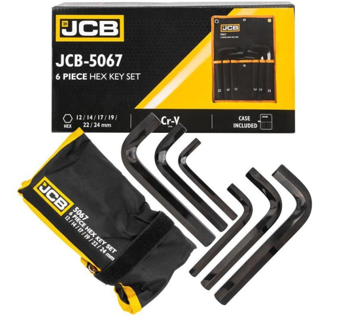 Haбіp Г-подіб. ключів HEX 6 пр. (12-24 мм) в чохлі JCB Tools JCB-5067