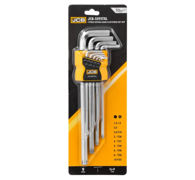 Haбіp Г-подіб. ключів HEX/TORX 9 пр. JCB Tools JCB-5093TXL