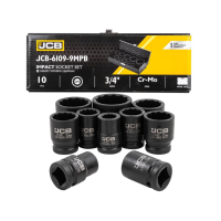 Набір головок ударних в металевому кейсі 10 од. 3/4'' (12-гр.) (17-46 мм) JCB Tools JCB-6109-9MPB