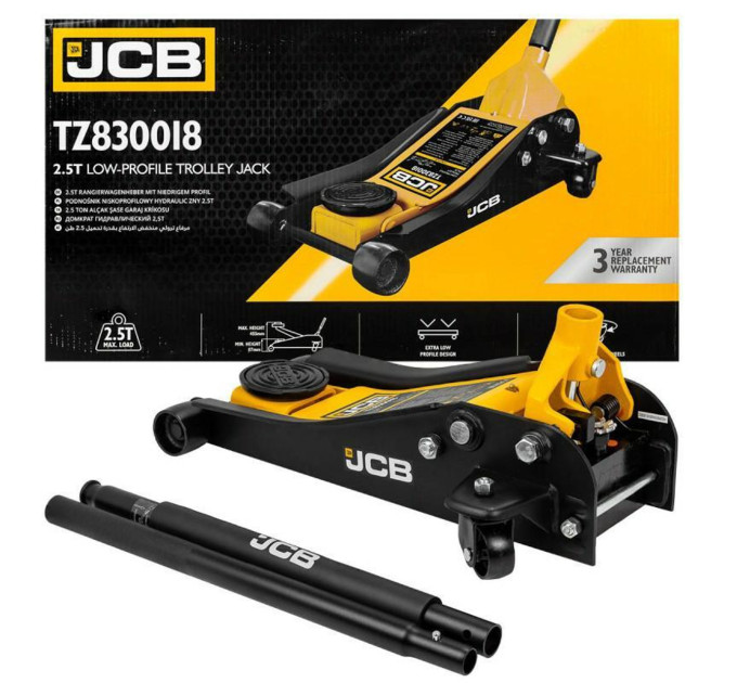 Домкрат підкатний гідравлічний низькопрофільний (87-455 мм) 2,5т JCB Tools JCB-TZ830018