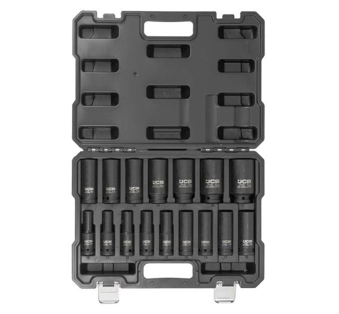 Набір головок ударних глибоких 16 од. 1/2" (6-гр.) JCB Tools JCB-4169-5MPB