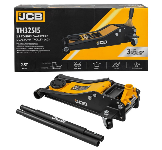 Домкрат підкатний гідравлічний низькопрофільний (75-505 мм) 2,5т JCB Tools JCB-TH32515