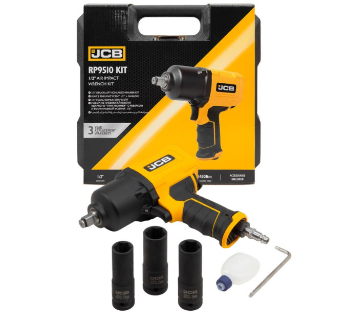 Гайковерт пневматичний 1/2" (з комплектом головок) 1450 Нм JCB Tools JCB-RP9510 KIT