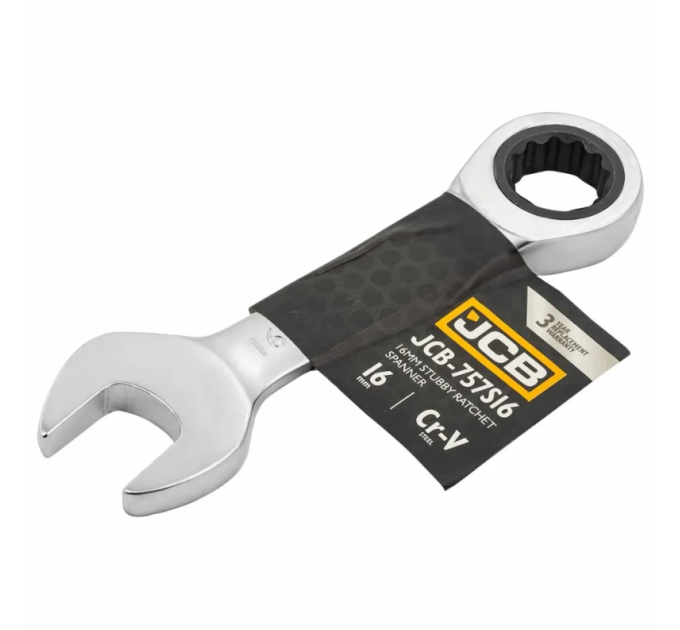 Ключ гайковий короткий з тріскачкою 16 мм JCB Tools JCB-757S16