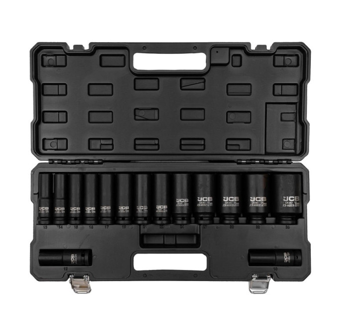 Набір головок ударних глибоких 15 од. 1/2" (6-гр.) JCB Tools JCB-4166D-5MPB
