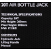Домкрат пневматично-гідравлічний пляшкового типу 20т JCB Tools JCB-TQ20007
