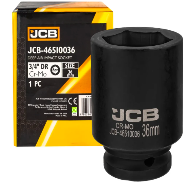 Головка торцева ударна глибока 3/4" 36 мм (6-гр.) JCB Tools JCB-46510036