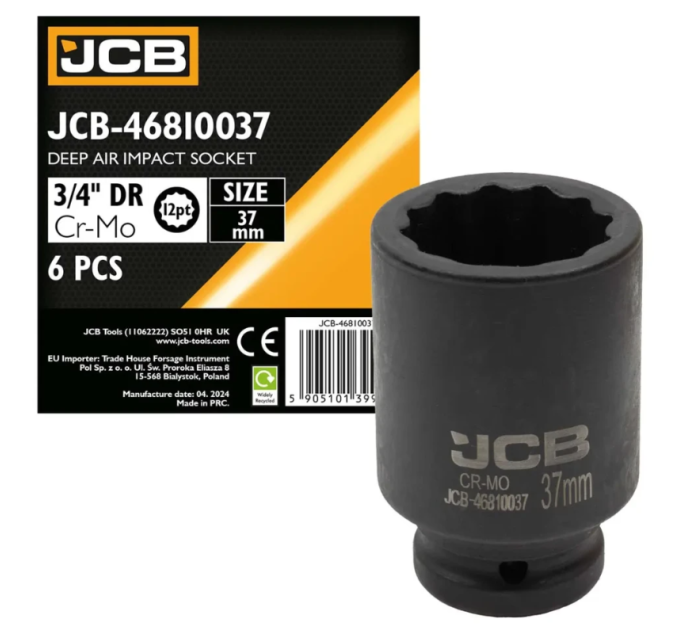 Гoлoвкa тopцeвa удapнa глибока 3/4" 37 мм (12-гранна) JCB Tools JCB-46810037