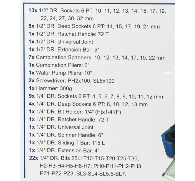 Набір інструментів 74 пр. 1/2", 1/4" ( 6-гр.) Scheppach SCH-4742-5