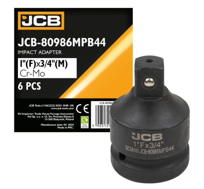 Ударний адаптер 1"(F) x 3/4"(M) (посилена сталь SCM440) JCB Tools JCB-80986MPB44