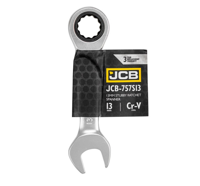 Ключ гайковий короткий з тріскачкою 13 мм JCB Tools JCB-757S13