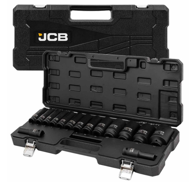 Набір головок ударних глибоких 15 од. 1/2" (12-гр.) JCB Tools JCB-4166D-9MPB
