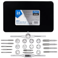 Набір метричних мітчиків та плашок 24 пр.(М5-М12) в металевому кейсі Scheppach SCH-M024-1