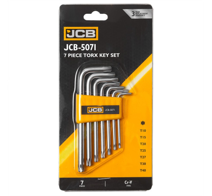 Haбіp Г-подіб. ключів TORX 7пр. (T10-T40) JCB Tools JCB-5071
