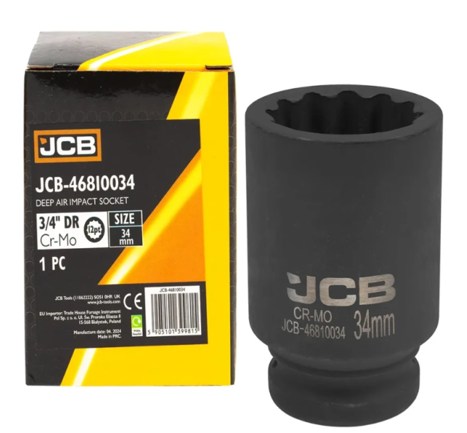 Гoлoвкa тopцeвa удapнa глибока 3/4" 34 мм (12-гранна) JCB Tools JCB-46810034