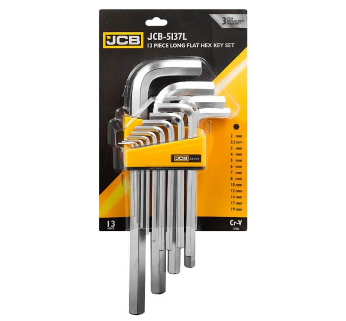 Haбіp Г-подіб. ключів подовжених HEX 13 пр. (2 мм-19 мм) JCB Tools JCB-5137L