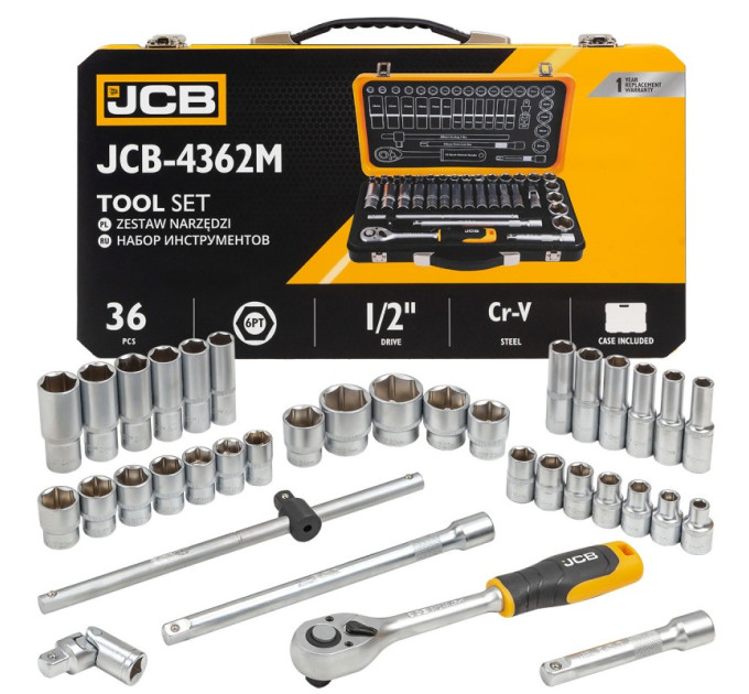 Набір інструменту комбінований 36 пр. 1/2" (6-гр.) (8-32 мм) JCB Tools JCB-4362M