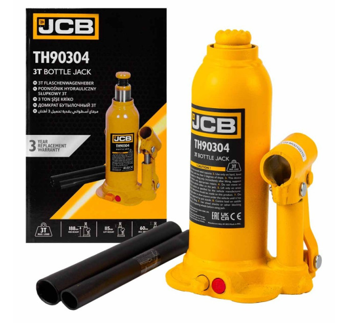 Домкрат пляшковий (188-293 мм) 3т JCB Tools JCB-TH90304