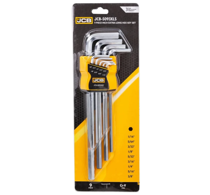 Haбіp Г-подіб. ключів подовжених HEX 9 пр. JCB Tools JCB-5093XLS