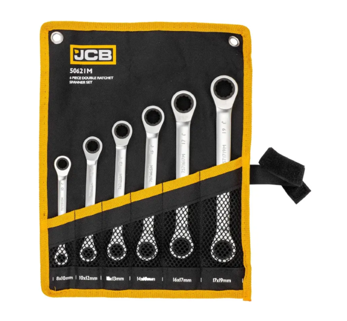 Набір ключів никидних з тріскачкою 6 пр. в чохлі (8-19 мм) JCB Tools JCB-50621M