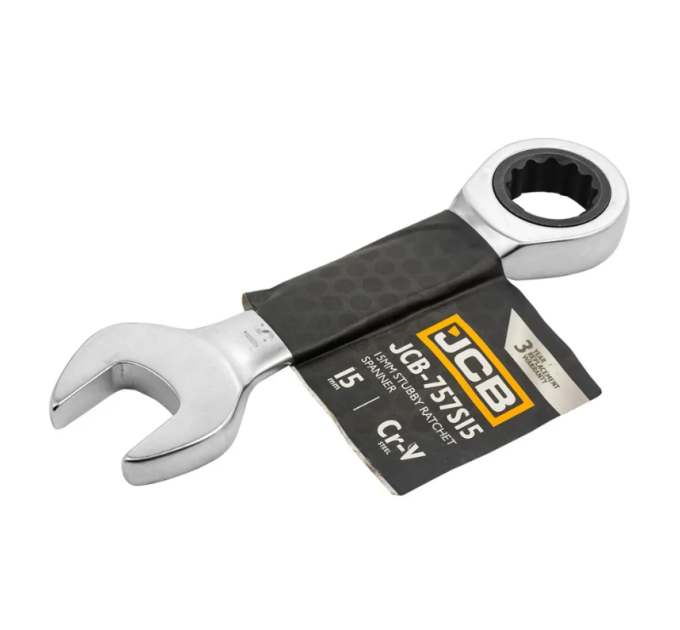Ключ гайковий короткий з тріскачкою 15 мм JCB Tools JCB-757S15