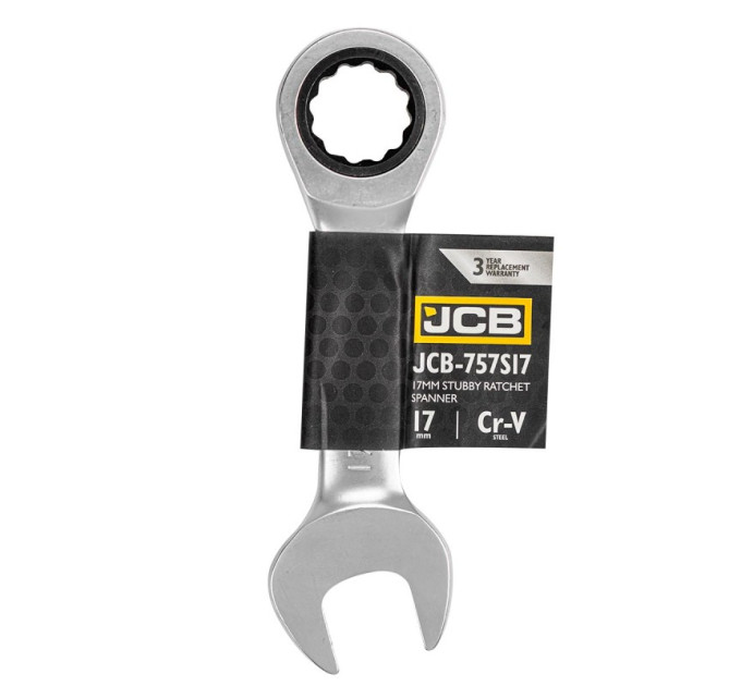 Ключ гайковий короткий з тріскачкою 17 мм JCB Tools JCB-757S17