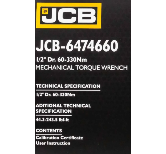 Динамометричний ключ 1/2" (60-330 Нм) JCB Tools JCB-6474660