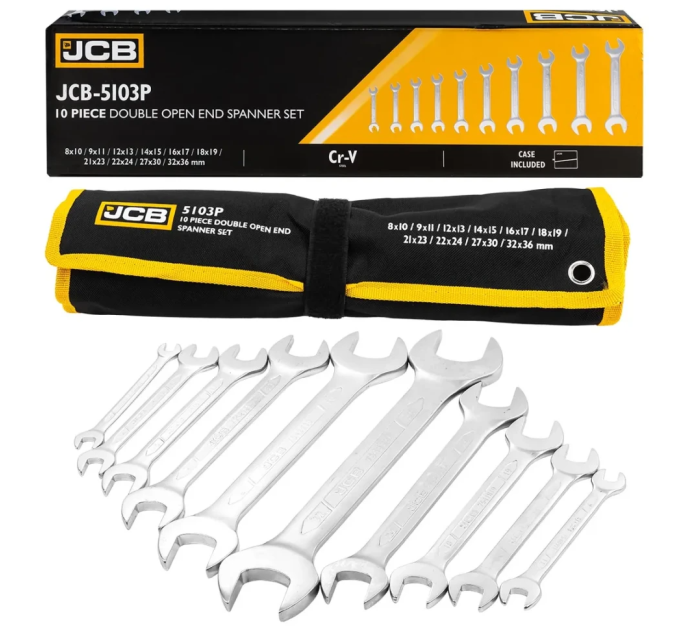 Набір ріжкових ключів в чохлі 10 пр. (8-36 мм) JCB Tools JCB-5103P