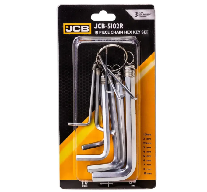 Набір Г-подібних ключів шестигранних, 10 пр. JCB Tools JCB-5102R