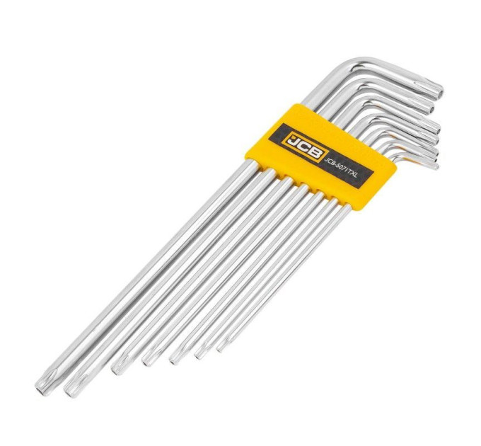 Набір Г-подіб. ключів екстра довгих з отвором TORX 7 пр. (T10H-T40H) JCB Tools JCB-5071TXL