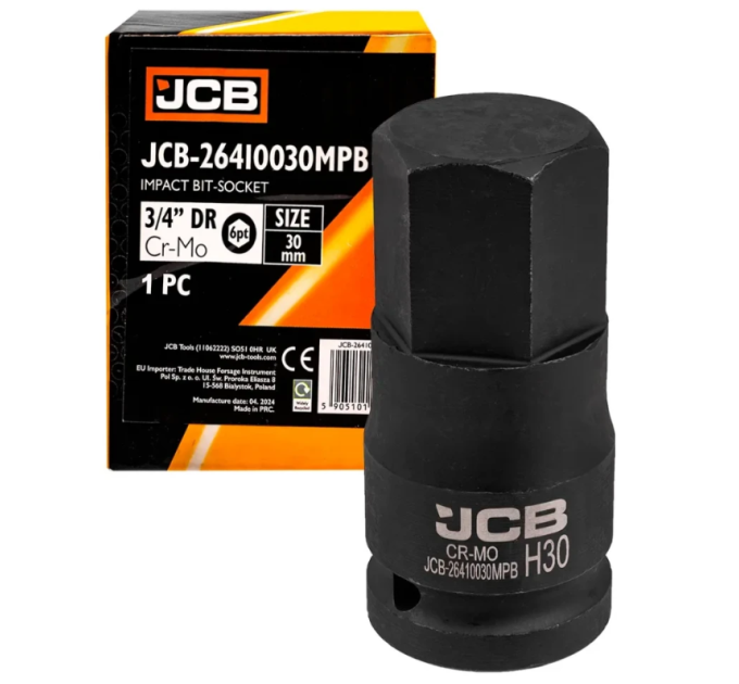 Головка-біта ударна HEX 3/4" 30 мм JCB Tools JCB-26410030MPB