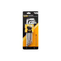 Набір Г-подіб. ключів довгих з кулею HEX 9 пр. (1,5 мм-10 мм) JCB Tools JCB-5093LB